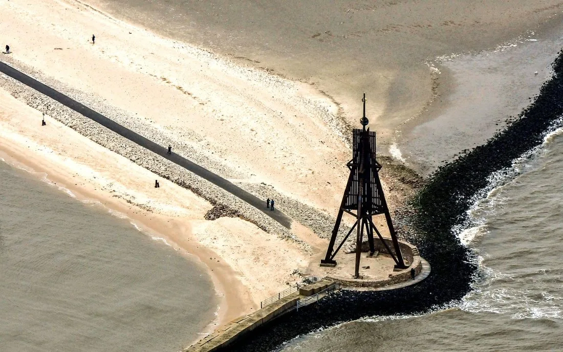 Морският знак Кугелбаке в Куксхафен на Северно море