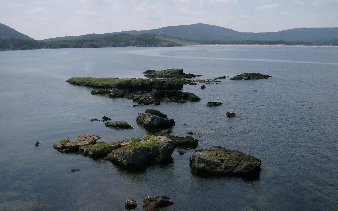 Ниски скали и залесени хълмове край водите на Ропотамо